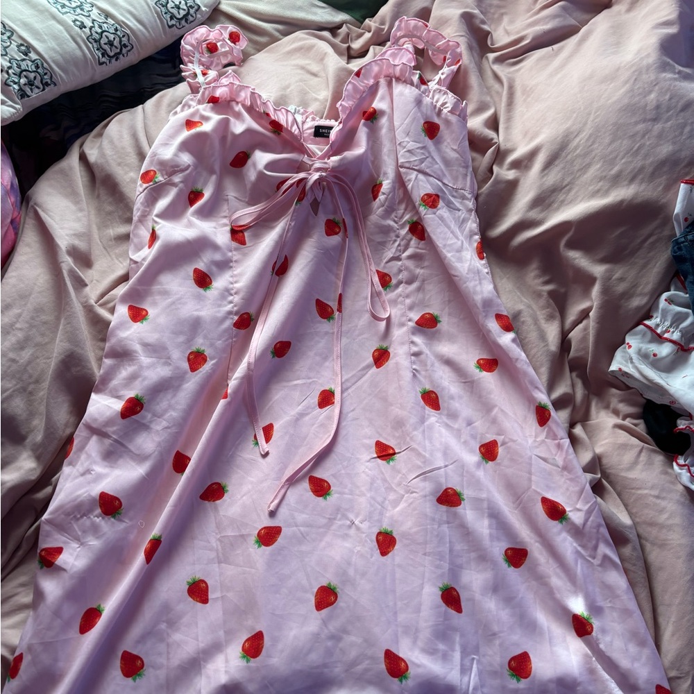 SHEIN Pink Strawberry Print Dress